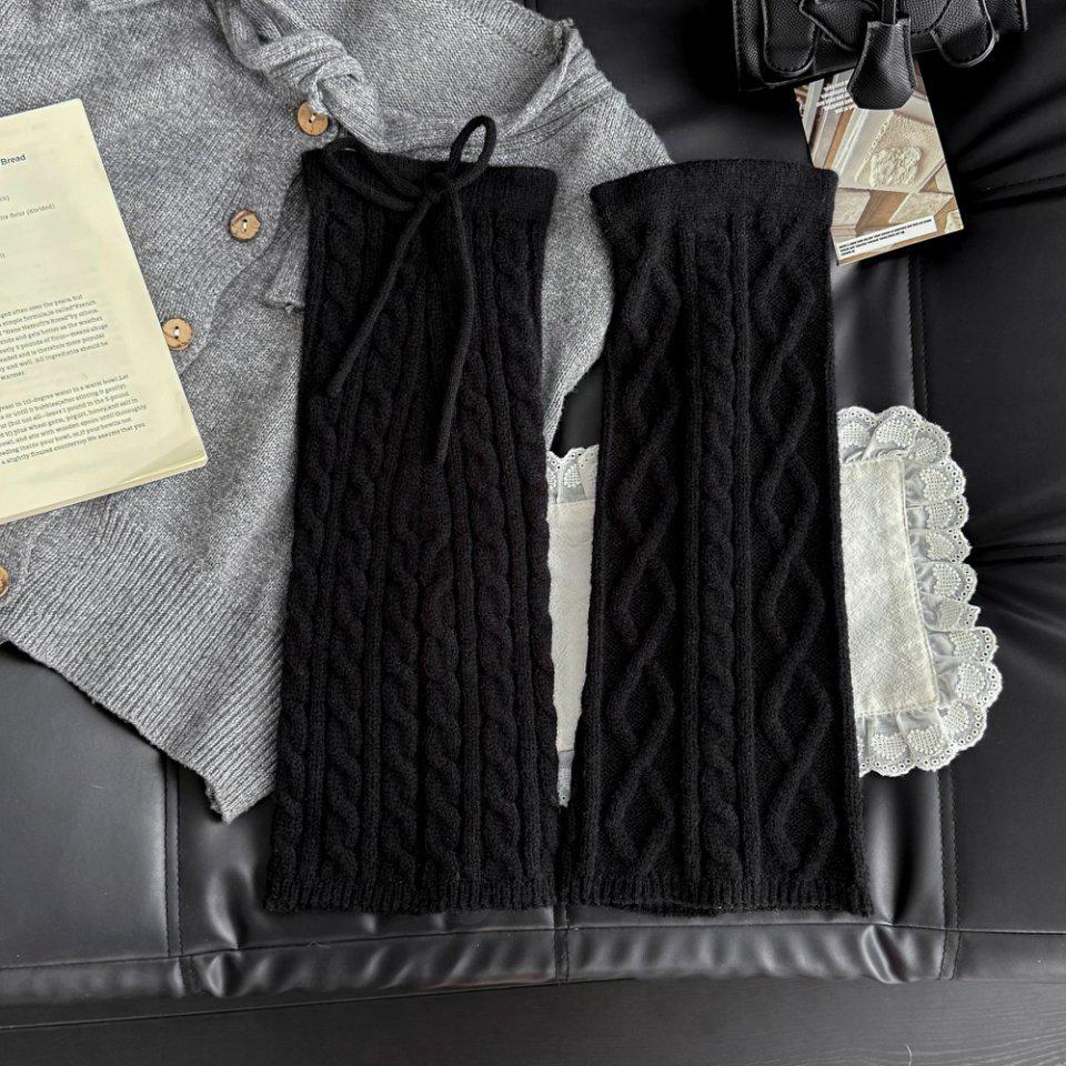 Arctic Velvet Slimming Cable Knit Tie-Up Leg Warmers, Autumn/Winter Stacked Thick Socks
