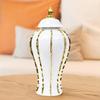 Keramik Ingwerglas Weiß und Gold Porzellanbehälter Blumenvase mit Deckel für Hochzeitsmittelstücke Dekoration Geschenk