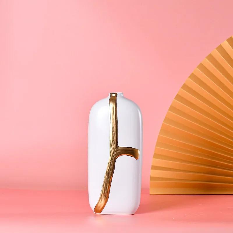 Gilded Graffiti Ceramic Vases, Flower Arrangements, Hydroponic Accessories, Ceramic Craft Decorations, Home Decor, Vases