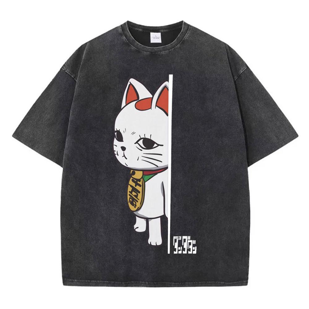 Vintage Washed Dandadan Japanese Anime T-shirt Men Women Harajuku Cartoon Short Sleeve Oversized T Shirts