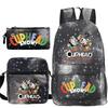 Cartoon Teacup Head Cuphead Student Backpack Oblique Span Bag Pencil Bag Primary And Secondary School Students Children'S Schoolbag Three-Piece Set