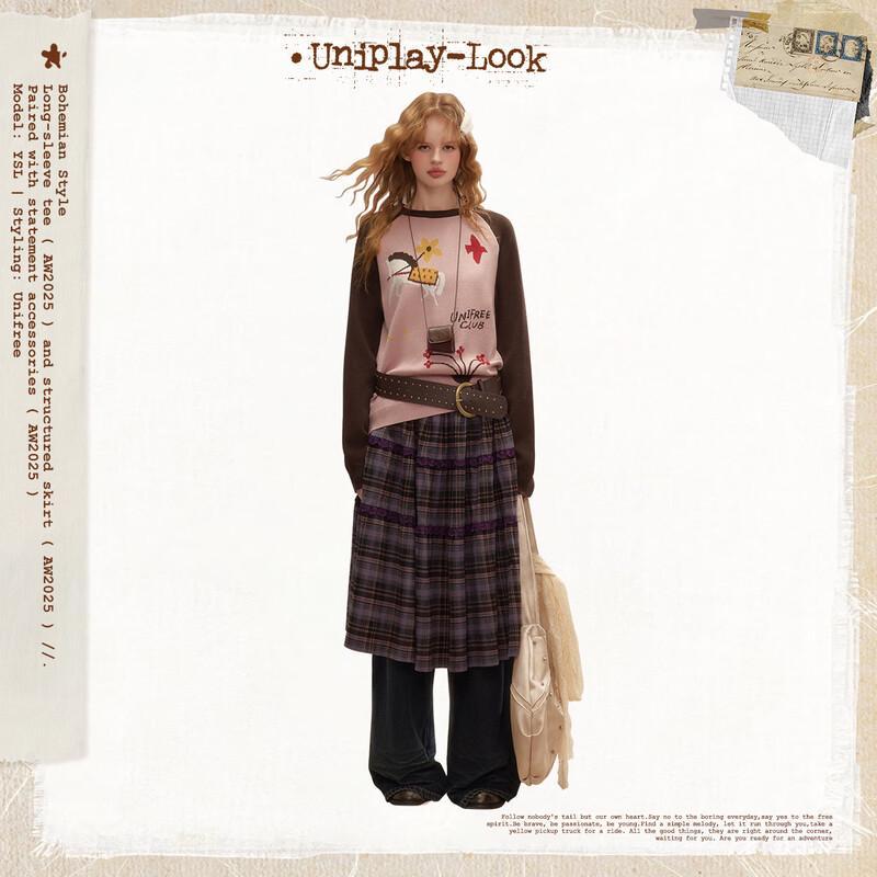 UNIFREE American Style Color Block Jacquard Knit Sweater