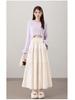 2025 Fall/Winter Layered Woolen Flare A-Line Skirt - Slimming, High-Waist, Long Design