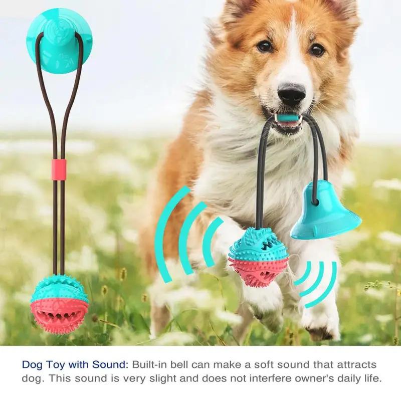 Interaktives Hundekauspielzeug für aggressive Kauer Saugnapf-Spielzeug mit Seil Zahnungs-Kauspielzeug und Leckerli-Spender Ball-Puzzle-Futterspender