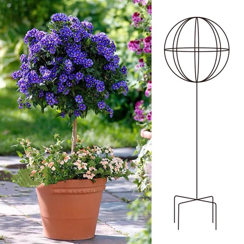 Blue Snowflake Jasmine Clematis Flower Stand: Wrought Iron Spherical Vine Rack & Windmill Garden Support