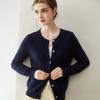 Women's Pure Cashmere Round Neck Cardigan - Autumn/Winter, Twelve-Gauge, Solid Color, Single-Breasted Sweater