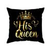1Pc King And Queen Cushion Covers Black Polyester Pillow Cover For Home Sofa Chair Bed Car Party Table Decoration