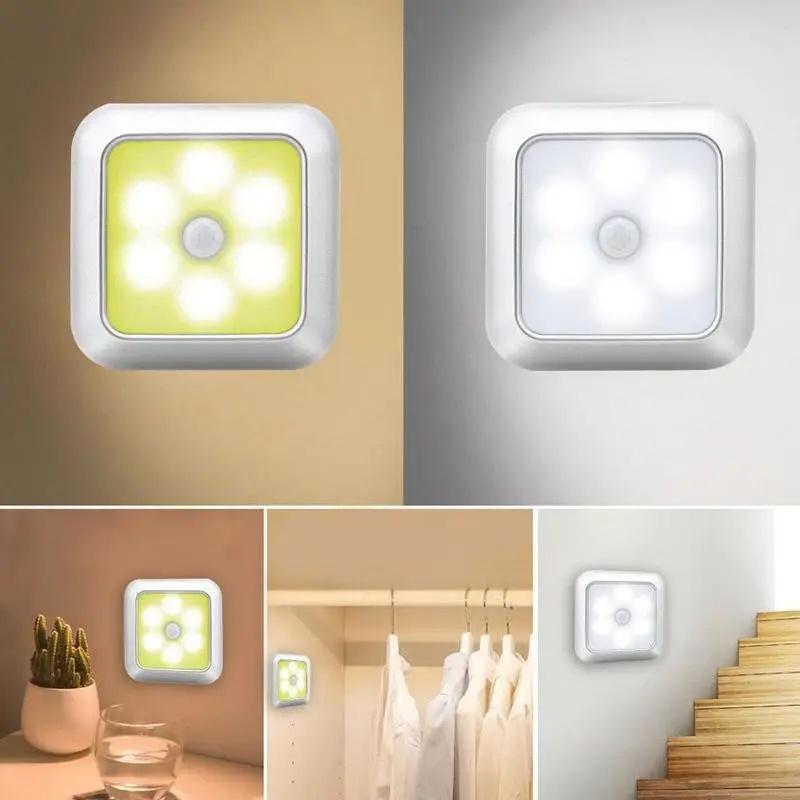 6LED Cabinet Light Motion Sensor Night Light Wall Lamp Closet Cabinet Stair Wireless for Bedroom Corridor Staircase Indoor Decor