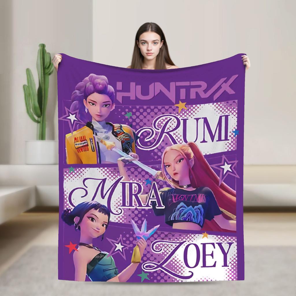 HUNTRIX KPOP Dämonenjäger Anime Flanelldecke Fantastische Überwurfdecke für Zuhause 200x150cm Teppichstück