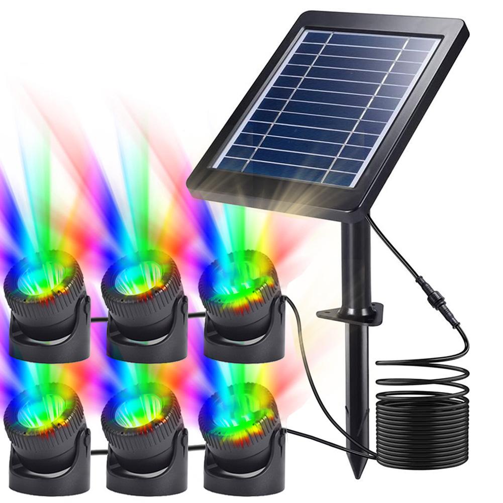 6 Light Solar Underwater Lights IP65 Waterproof Solar Light Outdoor Garden Light for Garden Yard Landscape Pathway Wall Lamp