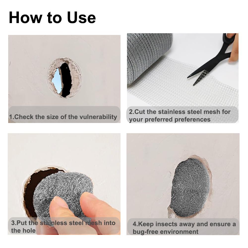 3 metry - 15 metrů výplň ze síťoviny, zarážka mezer z nerezové oceli, snadné použití, flexibilní a elastická látka, hardware, DIY sada