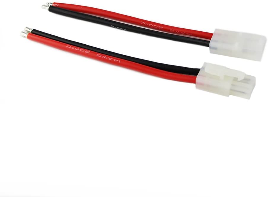 Sada 3 párů Tamiya konektorů samec-samice | 14AWG adaptérové kabely 10cm | Ideální pro RC LiPo baterie – Červené