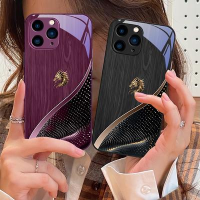 Houten Patronen Draak Voor IPhone 15 Pro 14 13 12 Mini 11 XS Max XR 7 8 Plus SE 2020 2022 Gehard Glas Telefoonhoesje