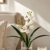 with Leaves Artificial Orchid Flower Branch Artificial Cymbidium Faux Flowers  Wedding Decor