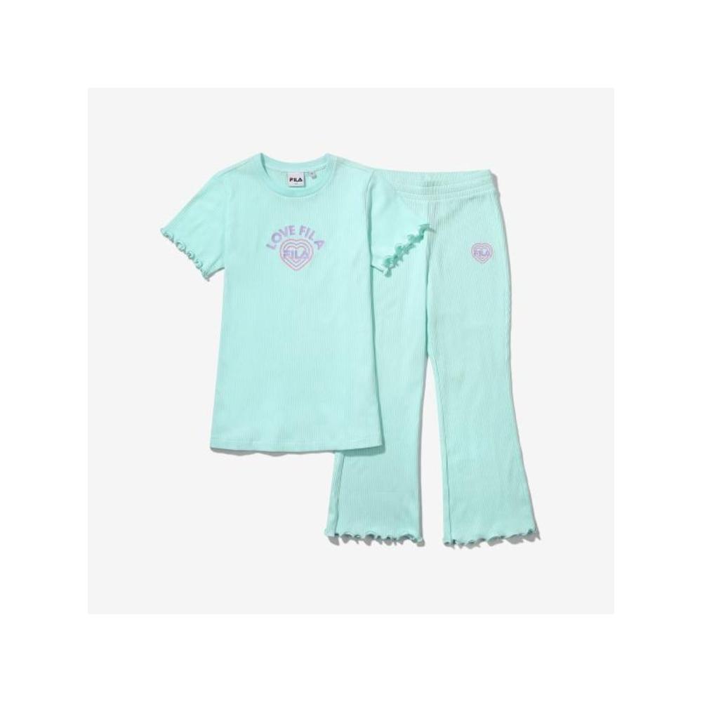 

Fila Kids Girls Ribbed Short Sleeve Long Pants Set Up Fk2fsf2203f Pmi PASTELMINT/100