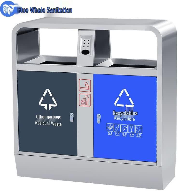 Blue Whale Environmental 3-Compartment Stainless Steel Recycling Bin