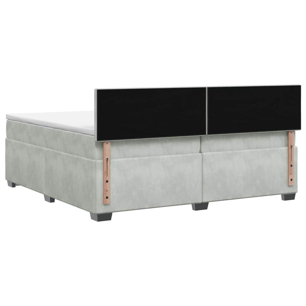 Box Spring Bed with Mattress Light Gray 200 X 200 Cm Velvet