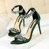 Sandali Moda Donna 2024 Nuovi Designer Lusso Tacco Alto Scarpe Femminili Estate Tacco Cinturino a Una Parola Raso 368-1