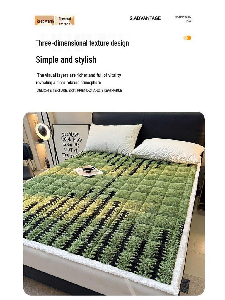 Zimní sametová podložka na matraci G5Z - Silný coral fleece topper pro studentskou postel