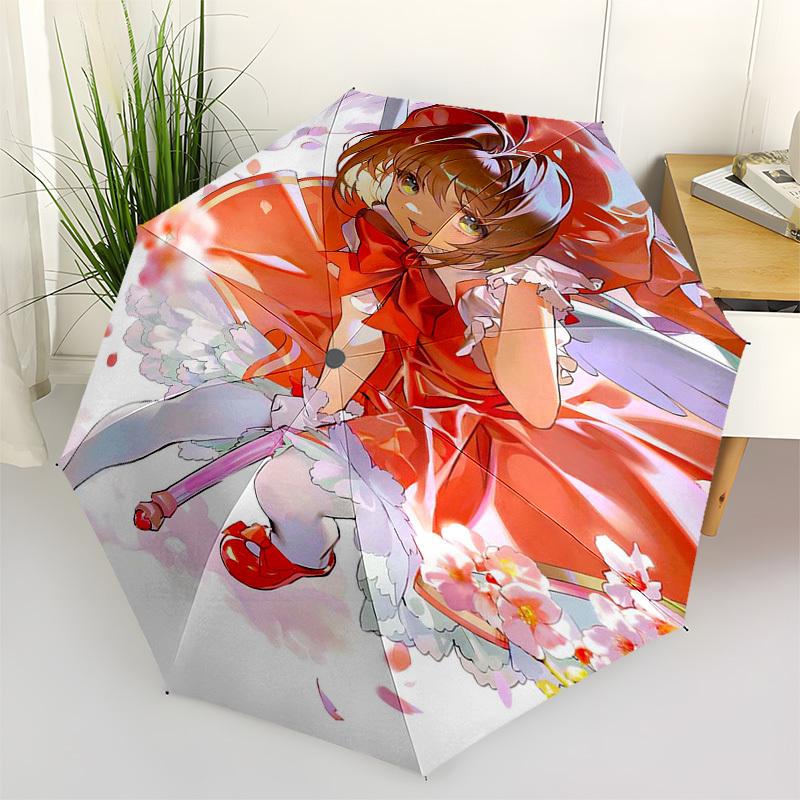 

1pc Anime Character Outdoor Umbrella - Automatic Opening/Closing, Portable 3-Fold Design with Cherry Blossom Print - Perfect Gift for Fans, Trave