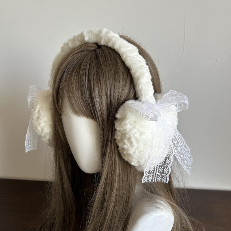 Bowknot Plush Ear Muffs for Cold Weather Fashion Ear Protective Ear Warmers Thick Furry Ear Muff for Women Skiing Hiking