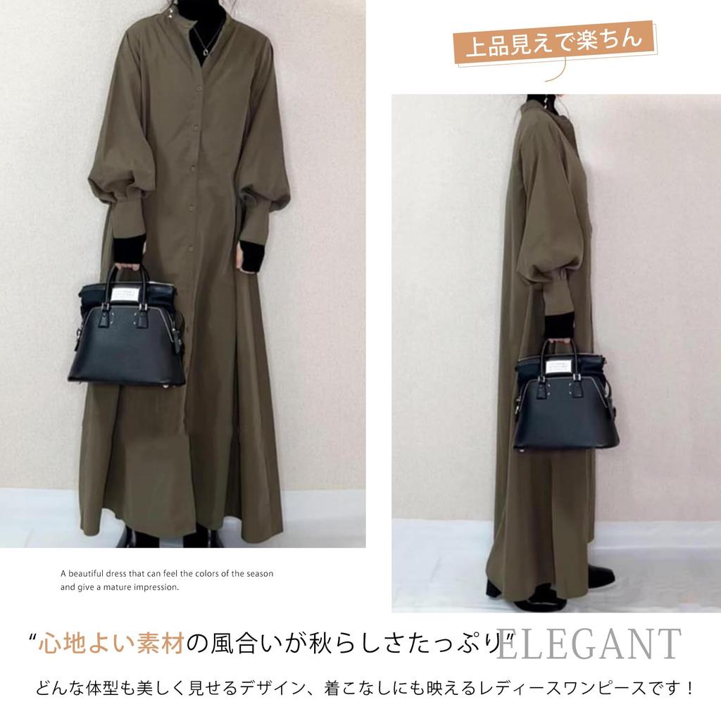 ZeoYoee Shirt Long Plus Solid Loose Office Winter Women's Autumn/Winter Dress, Sleeves, A-Line, Stand-Up Collar, Pockets, Sizes, Color, Casual, Fit,