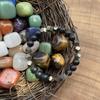Faceted Chalcopyrite and Black Agate Bracelet