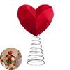 Red Heart Shaped Valentine's Day Tree Topper Romantic 3D Love Heart Ornament with Spiral Base for Wedding Party Holiday Tree Decoration