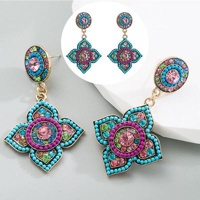 High Sense Colorful Crystals Bohemian Beautiful Earrings Flowers Earrings for Women
