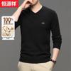 Hengyuanxiang Men's 100% Pure Wool V-Neck Pullover Sweater