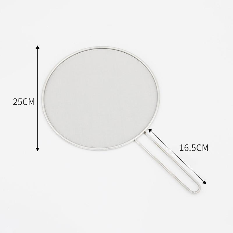1Pc Stainless Steel Oil Splash Screen Circular Oil Shield Hollow Handle Anti Scald Used For Deep Frying And Cooking