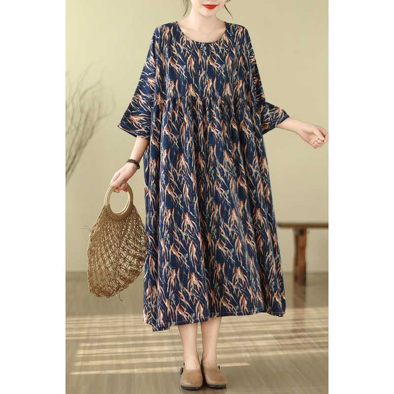 

Плюс Платье-прикрытие Скинни Круглый вырез Длинное One Size тёмно-синий