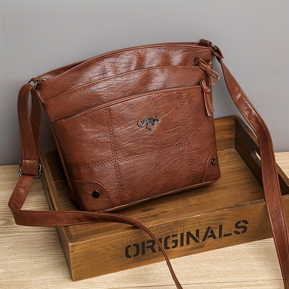 Elegant Vintage Style Shoulder Bag  Faux Leather Multiple Pockets Crossbody Bag  Adjustable Strap  Women's Commuter Work Purse