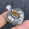 Natural Tiger Eye Gemstone 925 Sterling Silver Jewelry Pendant 1.46" ETC-13940
