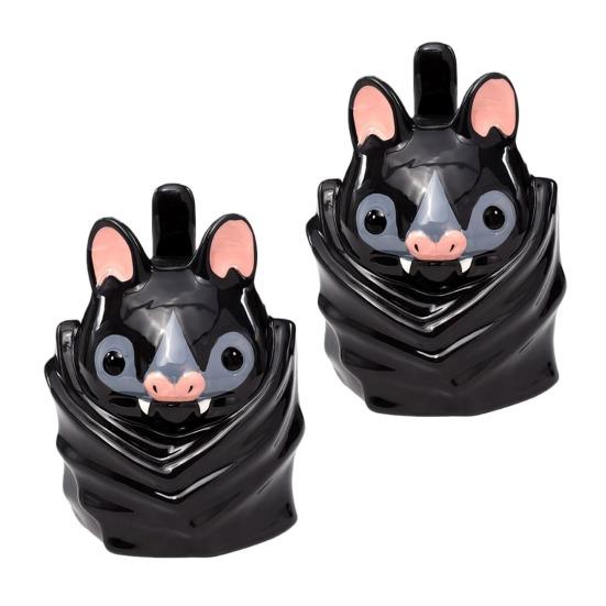 Fledermaus Auf dem Kopf Geformte Tasse Niedliche 3D Fledermaus Keramik Kaffeetasse mit Schwanzgriff Lustige Neuheit Tier Tasse Geschenk für Gotische Heim- und Bürodekoration