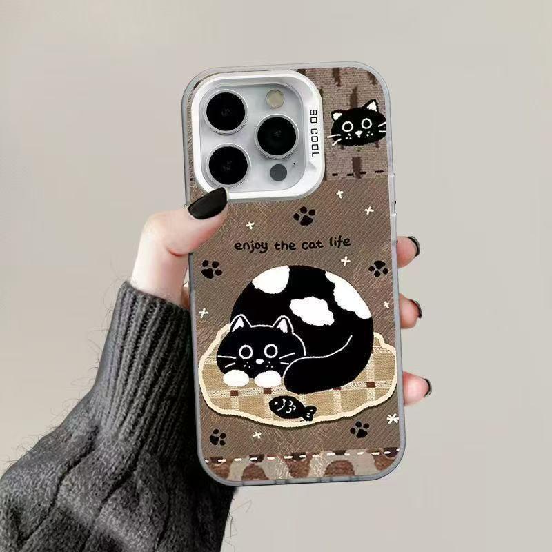 Cartoon Cat Milk Apple iPhone Case for 17/16/15/14/13/12/11 Pro Max