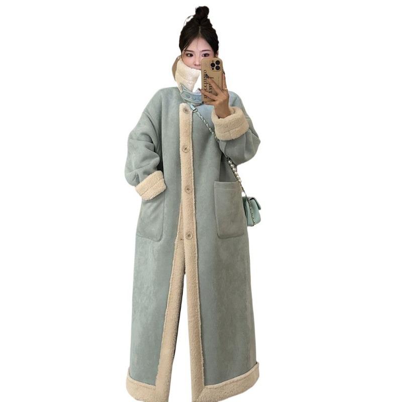 Double-sided Suede Lamb Wool Coat Women's Winter Thickened Fur Integrated Medium and Long Imitation Fur Coat Fashion