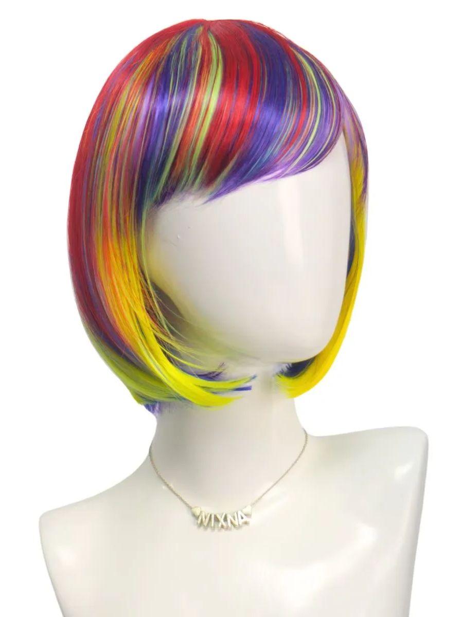 

Rainbow Color Synthetic Wig Short Straight High Quality Fiber for Festival Party 2025 New Fashionable Hot Selling