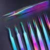 Colorful Stainless Steel Nail Art Tweezers Precision Anti Static Eyelash Tweezers Make Up Tool Accessories