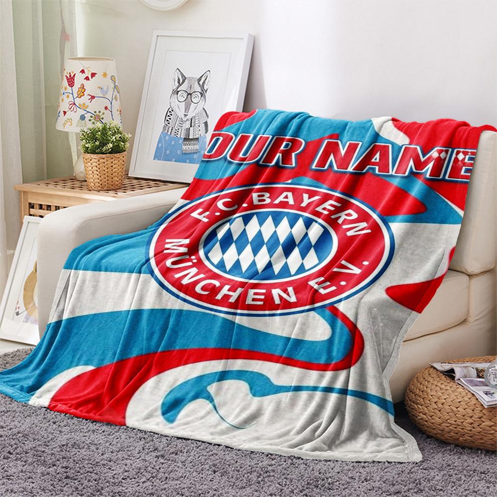 1PC Custom Name Bayern Munich Patterned Flannel Blanket Suitable For All Seasons for Home Decor Warmth and Comfort Gifts Holiday Present