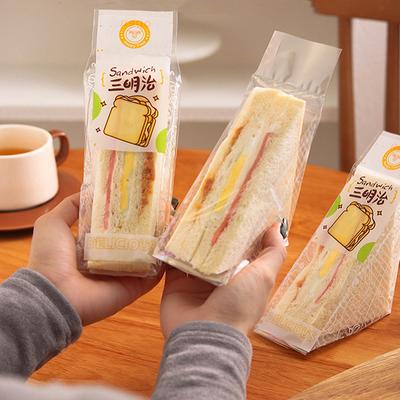 100 Adet Sandviç Plastik Ambalaj Şeffaf Üçgen Poşetler Ekmek Poşetleri Doğum Günü Partisi Dekorasyonu İkram