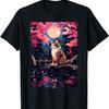 Garden Cat Peaceful Cherry Blossom Pixel Art T-Shirt