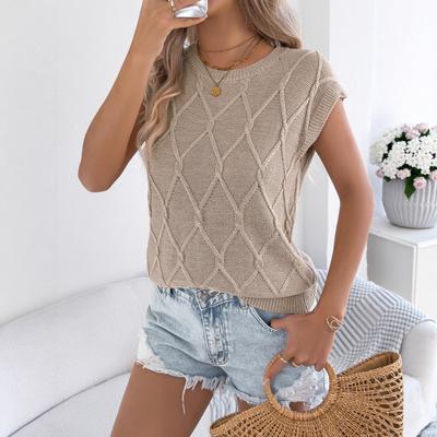 Spring and Summer Solid Color Twisted Batwing Sleeve Casual Loose Knit Top Women's Dress