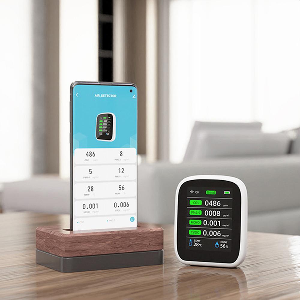 Professional 8 In 1 WIFI Air Quality Monitor CO2 HCHO TVOC PM1.0 PM2.5 PM10 Tester Temperature Humidity Meter Carbon Dioxide Multifunctional Detector
