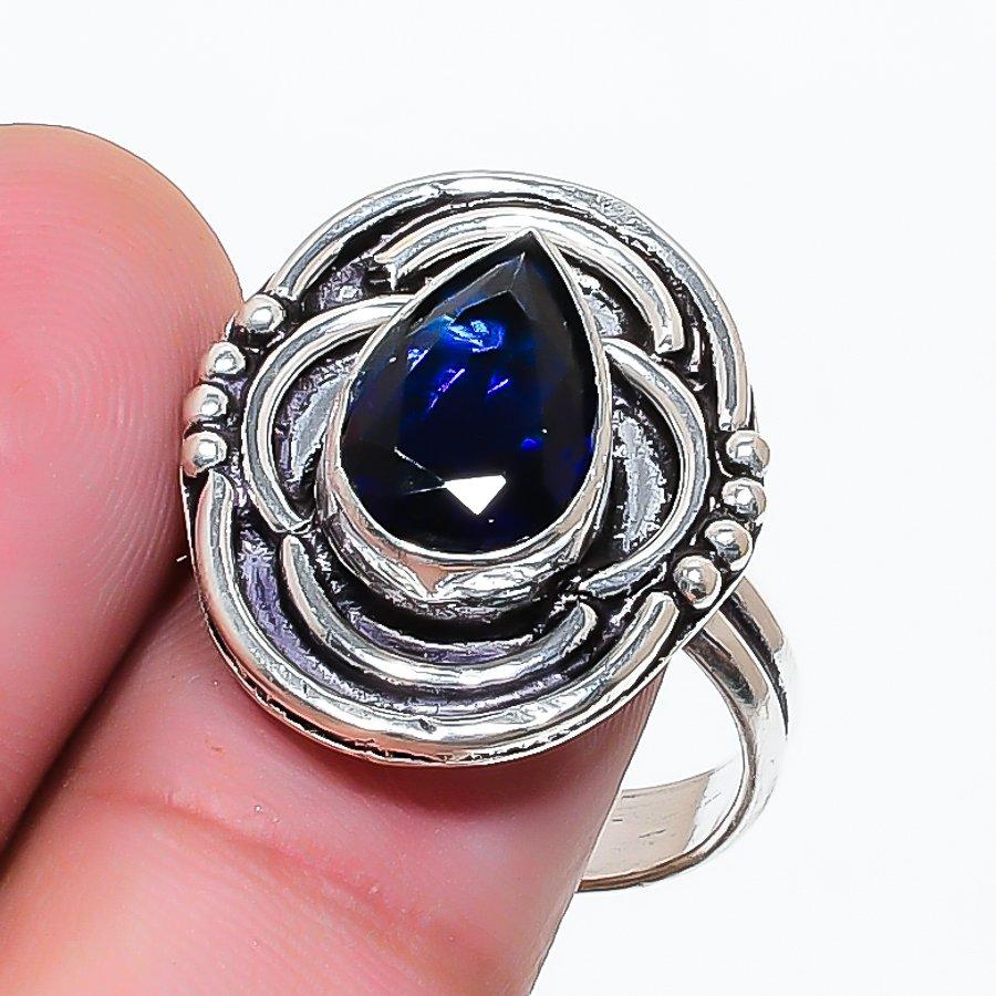 Natural Iolite Quartz Gemstone 925 Sterling Silver Jewelry Ring Size 9 AR-17929