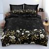 3D Design Flowers Duvet Cover Sets Bed Linens Bedding Set Quilt/Comforter Covers Pillowcases 240x220 Size Black Home Texitle