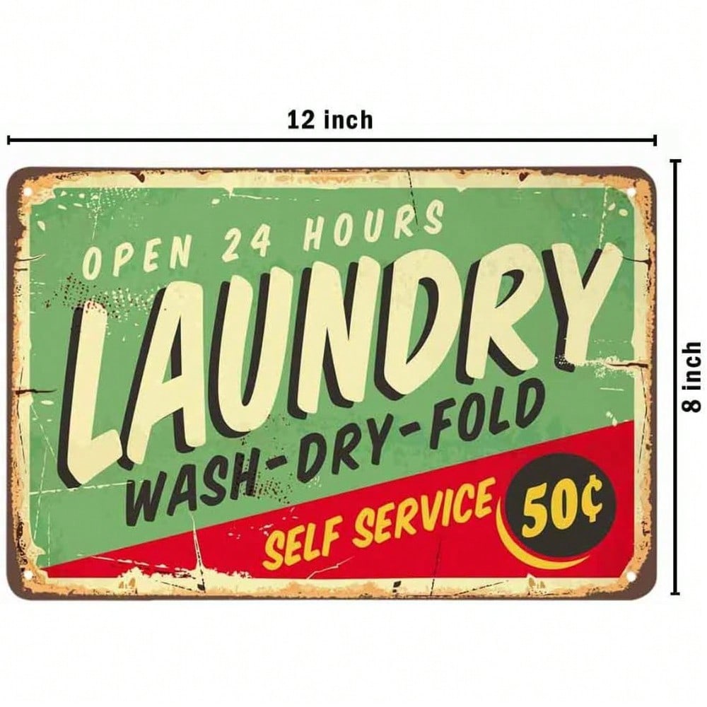 Vintage Metal Laundry Tin Sign Retro Home Decor Rustic Housewarming Gift