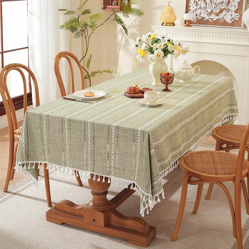 Popular Household Dining Table Tablecloth Decoration Imitation Cotton And Linen Coffee Table Towel Square Hollow Embroidered Tablecloth