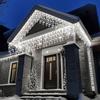 Solar Powered Icicle LED Lights Weatherproof Christmas String Lights Uses for Fence Tree Eaves Decor