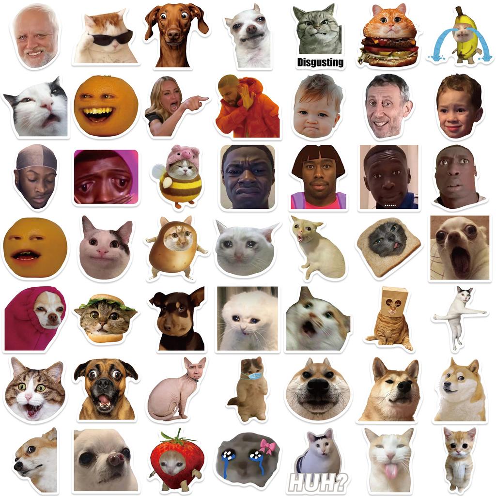 50 Cartoon Emoticon Packs MEME Stickers Guitar Notebook Suitcase DIY Waterproof Stickers